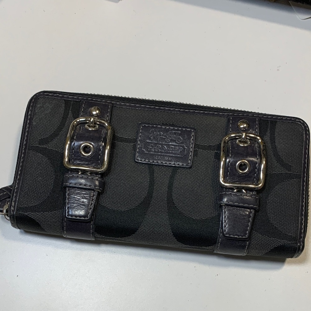 Coach Black Wallet with Silver Buckles